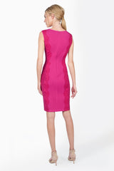 Pintuck Jersey Side Panel Lace Dress in Wild Orchid