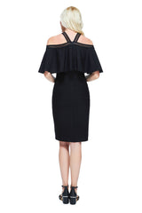 Crystal Pintuck Jersey Halter Dress- PETITE