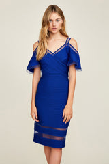 Maliah Cold-Shoulder Pintuck Jersey Dress