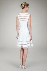Cutout Jersey Boatneck Cocktail Dress in Ivory