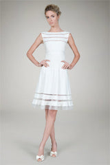 Cutout Jersey Boatneck Cocktail Dress in Ivory