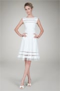 Cutout Jersey Boatneck Cocktail Dress in Ivory