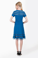 Cutout Jersey Cap Sleeve Cocktail Dress in Nightfall