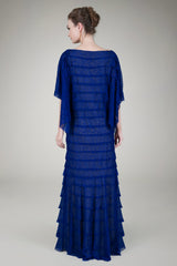 Hand Cut Tiered Chantilly Lace Gown in Marina