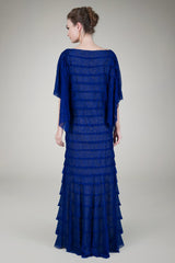 Hand Cut Tiered Chantilly Lace Gown in Marina