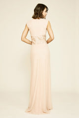 Sharman Draped Mesh & Lace Gown