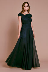 Cenker Off-The-Shoulder Mesh Gown