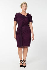 Draped Mesh Cocktail Dress in Poppy