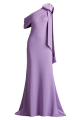 Cassia Bow-Shoulder Crepe Gown