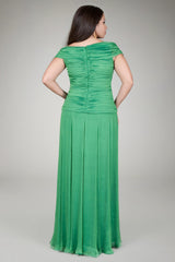 Iridescent Chiffon Draped Gown in Gucci Green