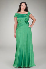 Iridescent Chiffon Draped Gown in Gucci Green
