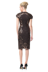 Contrast Paillette Lace Panel Dress