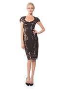 Contrast Paillette Lace Panel Dress