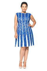Lace-Paneled Dress with Contrast Godets - PLUS SIZE