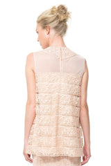 Embroidered Banded Lace Blouse in Desert Bloom