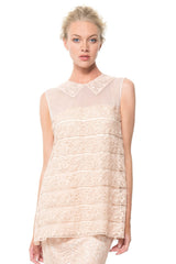 Embroidered Banded Lace Blouse in Desert Bloom