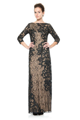 Asymmetric Lace 3/4 Sleeve Gown