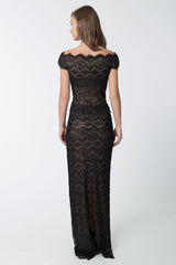 Chantilly Lace Gown in Black / Nude