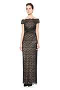Chantilly Lace Gown in Black / Nude