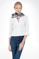 Floral Print Silk Scarf in Grey