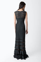 Metallic Pintuck Jersey Gown in Shadow