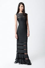 Metallic Pintuck Jersey Gown in Shadow