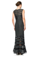 Metallic Pintuck Jersey Gown in Shadow