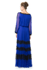 Lace Sleeve Chiffon Gown