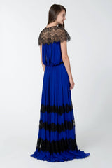 Lace Illusion Chiffon Gown