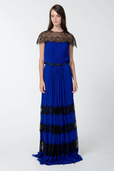 Lace Illusion Chiffon Gown