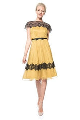 Lace Illusion Chiffon Dress