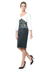 Colorblocked Lace Waist Dress