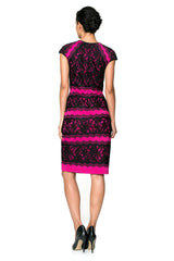 Neoprene and Lace Cap Sleeve Dress