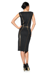 Neoprene Boatneck Dress with Paillette Detail