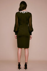 Berch Long-Sleeve Neoprene Sequin Dress