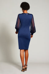 Berch Long-Sleeve Neoprene Sequin Dress