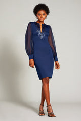 Berch Long-Sleeve Neoprene Sequin Dress