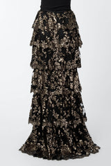 Paillette Embroidered Tiered Skirt