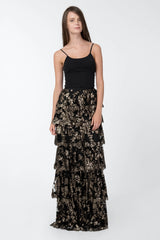 Paillette Embroidered Tiered Skirt