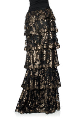 Paillette Embroidered Tiered Skirt