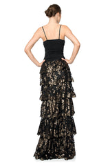 Paillette Embroidered Tiered Skirt