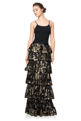 Paillette Embroidered Tiered Skirt