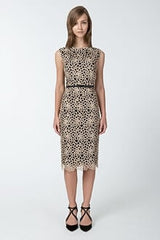 Guipure Lace Dress in Taupe / Black
