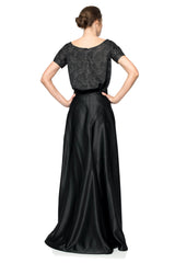 Satin A-Line Skirt in Black