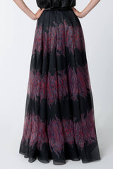 Printed Gazar Full Skirt in Deep Amber