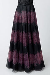 Printed Gazar Full Skirt in Deep Amber