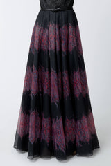 Printed Gazar Full Skirt in Deep Amber