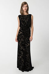 Cut Velvet Blouson Back Gown in Black