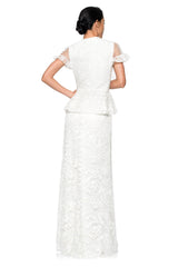 Tulle Keyhole Peplum Gown