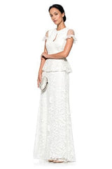 Tulle Keyhole Peplum Gown